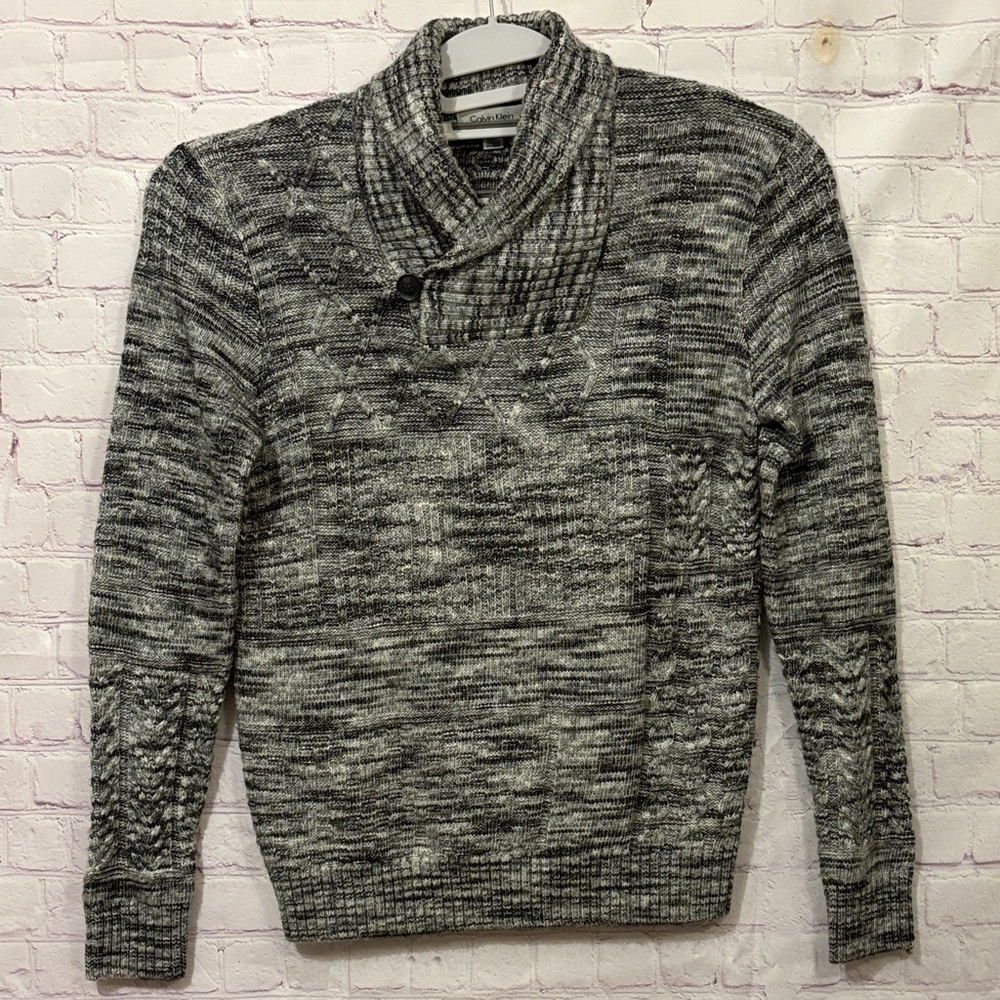 CALVIN KLEIN Charcoal and Light Gray Turtleneck Sweater Sz: Small